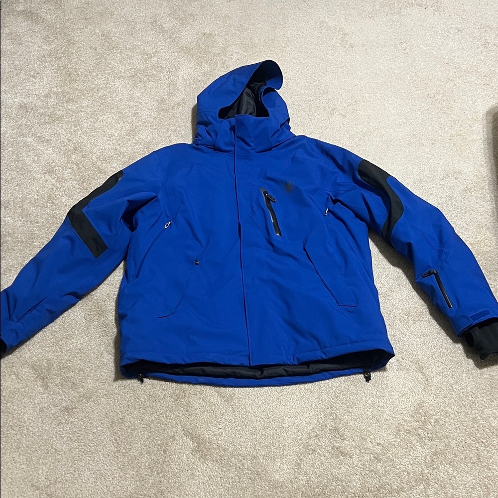 Men's Spyder Blue Hooded Ski Jacket